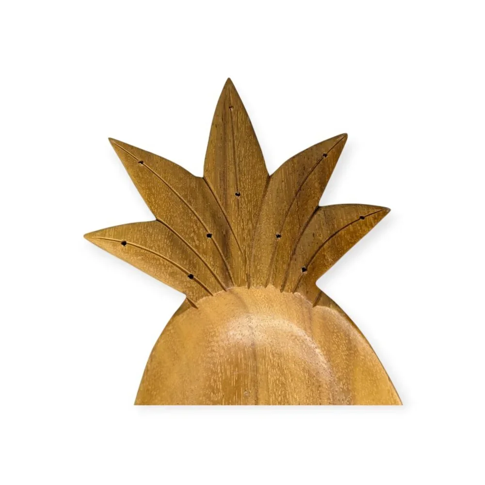 Vintage Monkey Pod Blair Hawaii Wooden Carved Pineapple Bowl Signed